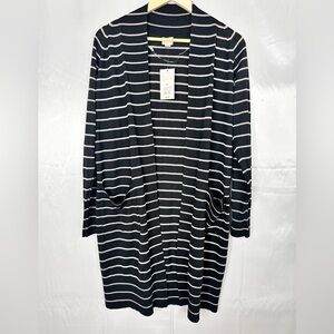 A New Day‎ NWT Long Cardigan Beige & Black Open Front Pockets Sizes Large